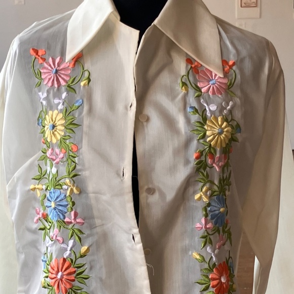 1950/60s vintage embroidered long sleeve shirt - Picture 9 of 13